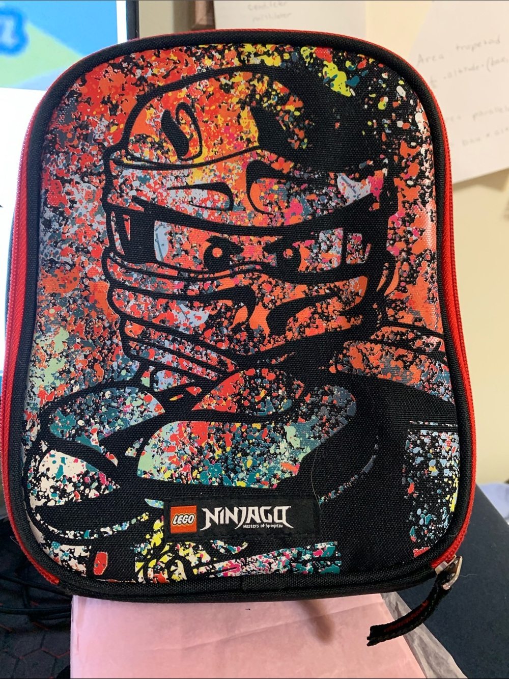 Lego Ninjago Black Lunch Bag with Multicolor Paint Splatter